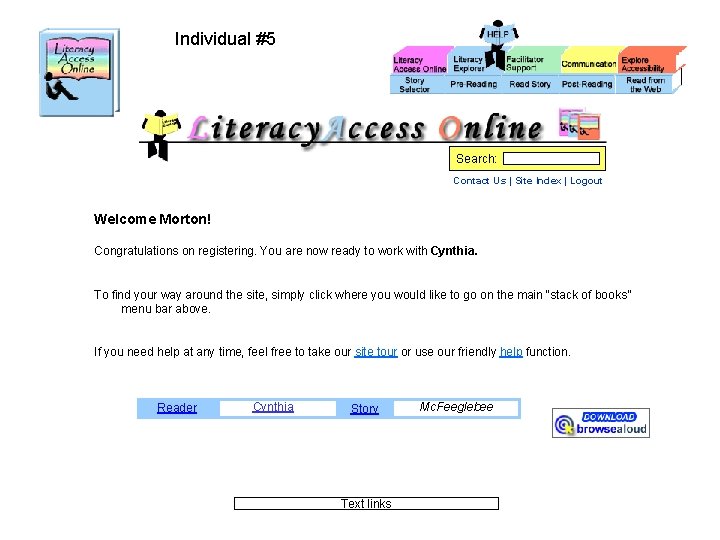 Individual #5 Search: Contact Us | Site Index | Logout Welcome Morton! Congratulations on Individual #5 Search: Contact Us | Site Index | Logout Welcome Morton! Congratulations on