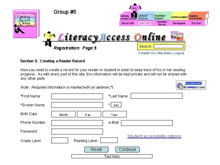 Group #5 Search: Registration: Page 5 Contact Us | Site Index | Logout Section Group #5 Search: Registration: Page 5 Contact Us | Site Index | Logout Section
