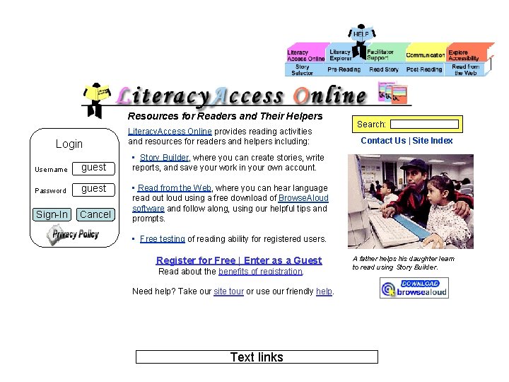 Resources for Readers and Their Helpers Login Username guest Password guest Sign-In Cancel Literacy. Resources for Readers and Their Helpers Login Username guest Password guest Sign-In Cancel Literacy.