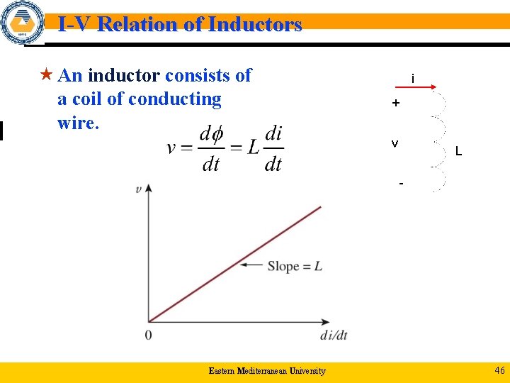 I-V Relation of Inductors « An inductor consists of a coil of conducting wire.