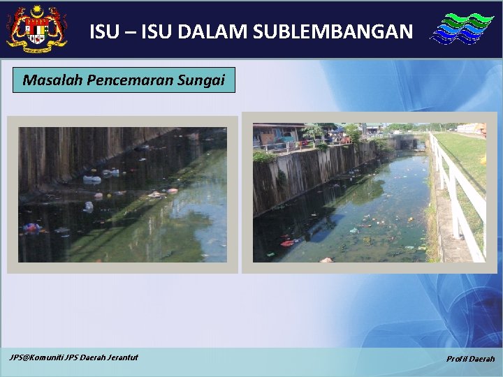 ISU – ISU DALAM SUBLEMBANGAN Masalah Pencemaran Sungai JPS@Komuniti JPS Daerah Jerantut Profil Daerah