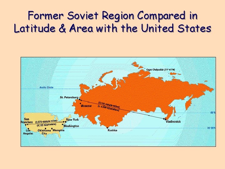 Former Soviet Region Compared in Latitude & Area with the United States 