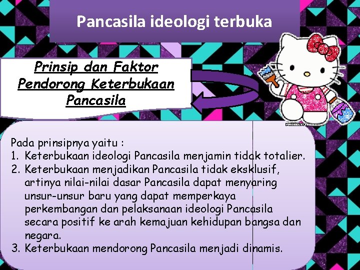 Pancasila ideologi terbuka Prinsip dan Faktor Pendorong Keterbukaan Pancasila Pada prinsipnya yaitu : 1.