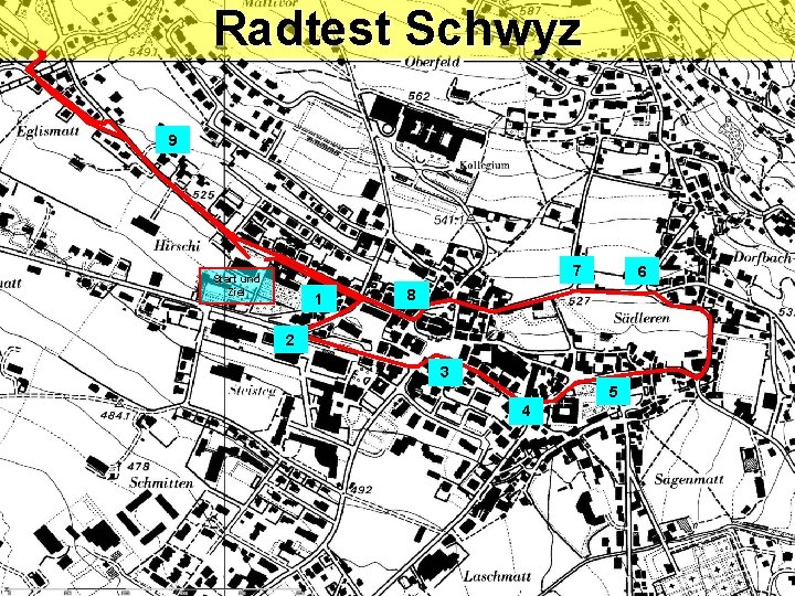 Radtest Schwyz 9 7 Start und Ziel 1 6 8 2 3 5 4 Radtest Schwyz 9 7 Start und Ziel 1 6 8 2 3 5 4