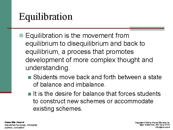 Equilibration n Equilibration is the movement from equilibrium to disequilibrium and back to equilibrium,