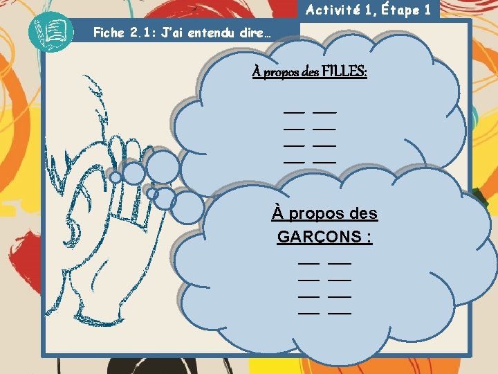 Activité 1, Étape 1 Fiche 2. 1: J’ai entendu dire… À propos des FILLES: