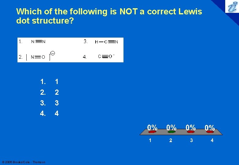 Which of the following is NOT a correct Lewis dot structure? 1. 2. 3.