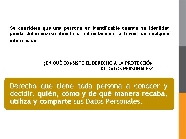 Se considera que una persona es identificable cuando su identidad pueda determinarse directa o