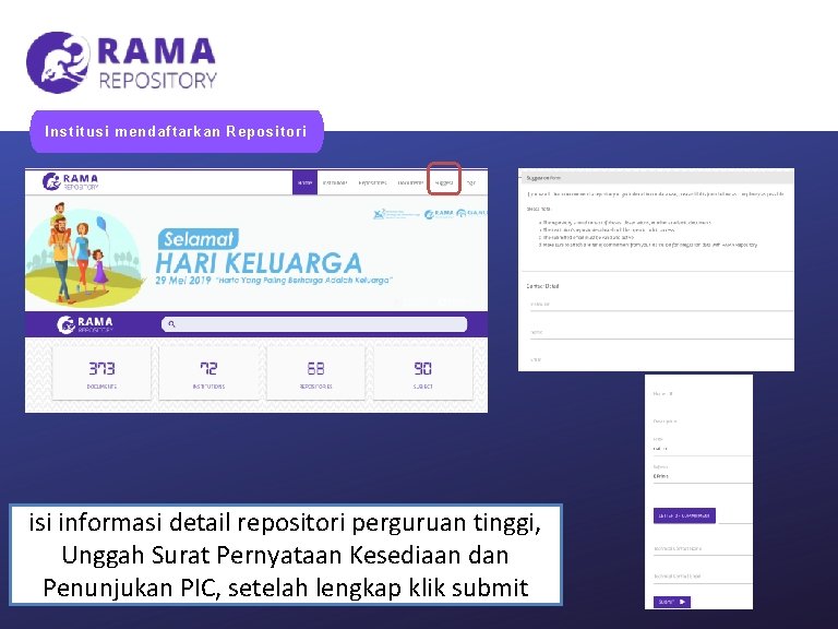 Institusi mendaftarkan Repositori isi informasi detail repositori perguruan tinggi, Unggah Surat Pernyataan Kesediaan dan