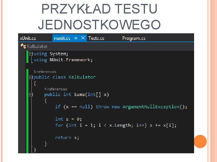 PRZYKŁAD TESTU JEDNOSTKOWEGO 