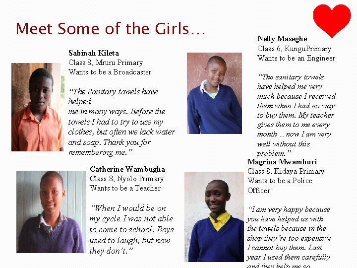 Meet Some of the Girls… Sabinah Kileta Class 8, Mruru Primary Wants to be