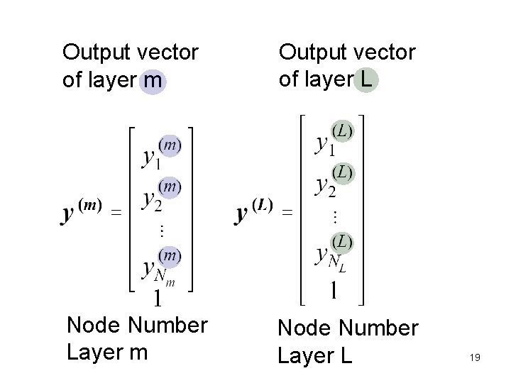Output vector of layer m Output vector of layer L 1 Node Number Layer
