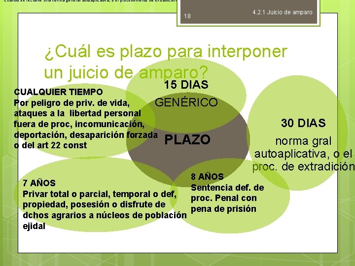 Cuando se reclame una norma general autoaplicativa, o el procedimiento de extradición 18 4.