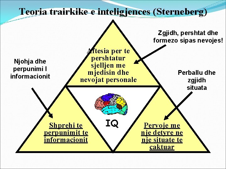 Teoria trairkike e inteligjences (Sterneberg) Zgjidh, pershtat dhe formezo sipas nevojes! Njohja dhe perpunimi