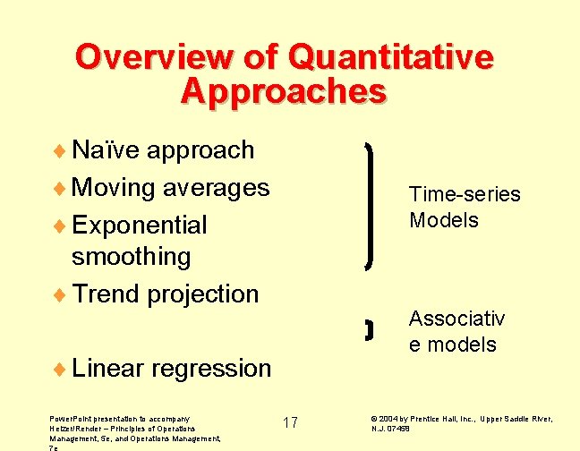 Overview of Quantitative Approaches ¨ Naïve approach ¨ Moving averages ¨ Exponential smoothing ¨
