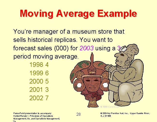 Moving Average Example You’re manager of a museum store that sells historical replicas. You