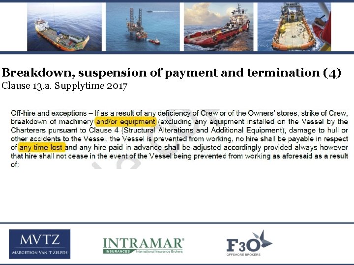 Breakdown, suspension of payment and termination (4) Clause 13. a. Supplytime 2017 