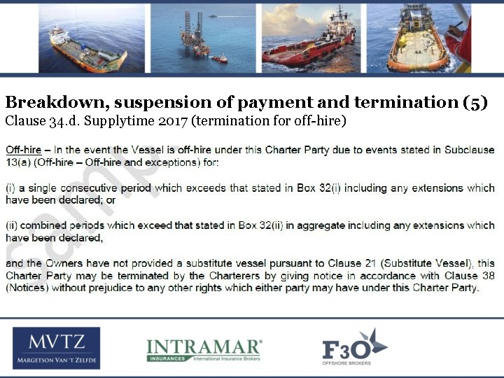 Breakdown, suspension of payment and termination (5) Clause 34. d. Supplytime 2017 (termination for