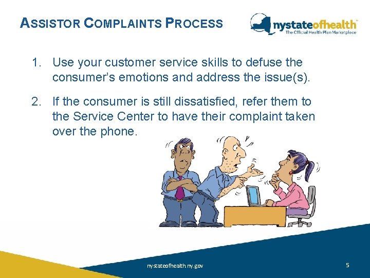 ASSISTOR COMPLAINTS PROCESS 1. Use your customer service skills to defuse the consumer’s emotions ASSISTOR COMPLAINTS PROCESS 1. Use your customer service skills to defuse the consumer’s emotions