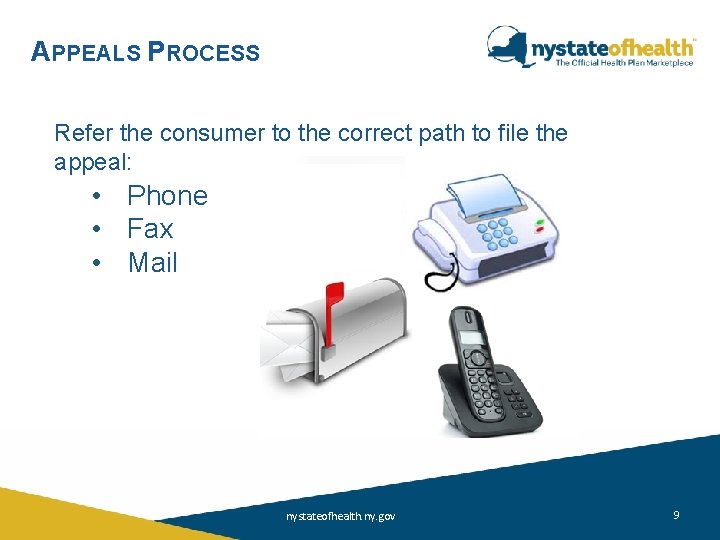 APPEALS PROCESS Refer the consumer to the correct path to file the appeal: • APPEALS PROCESS Refer the consumer to the correct path to file the appeal: •
