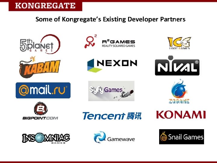 Some of Kongregate’s Existing Developer Partners 