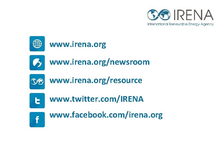 www. irena. org/newsroom www. irena. org/resource www. twitter. com/IRENA www. facebook. com/irena. org ©