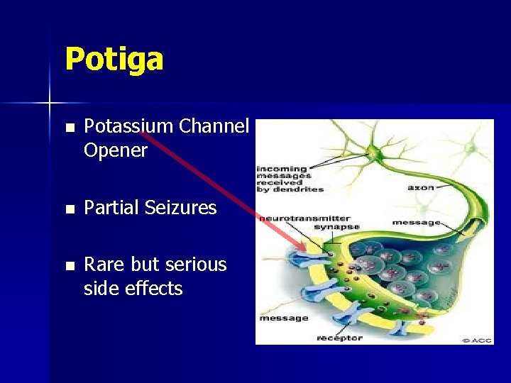 Potiga n Potassium Channel Opener n Partial Seizures n Rare but serious side effects