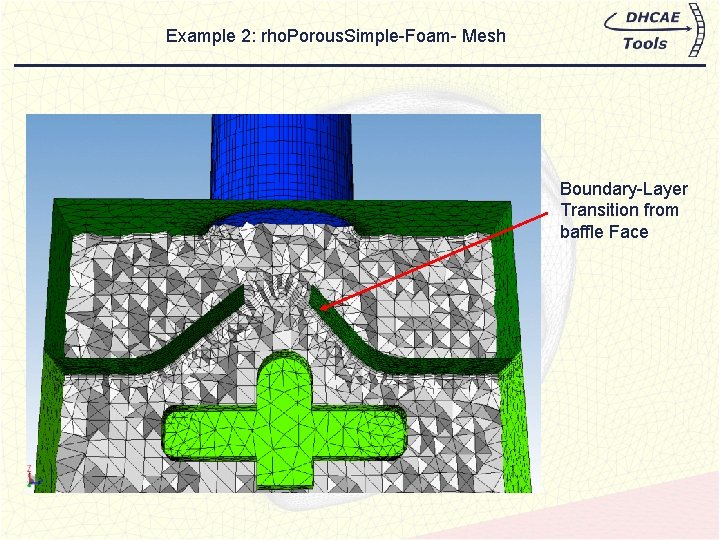 Example 2: rho. Porous. Simple-Foam- Mesh Boundary-Layer Transition from baffle Face 