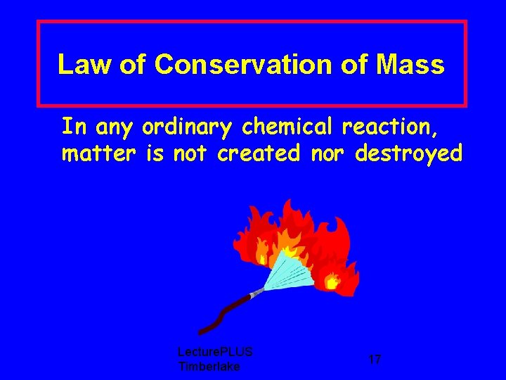 Law of Conservation of Mass In any ordinary chemical reaction, matter is not created