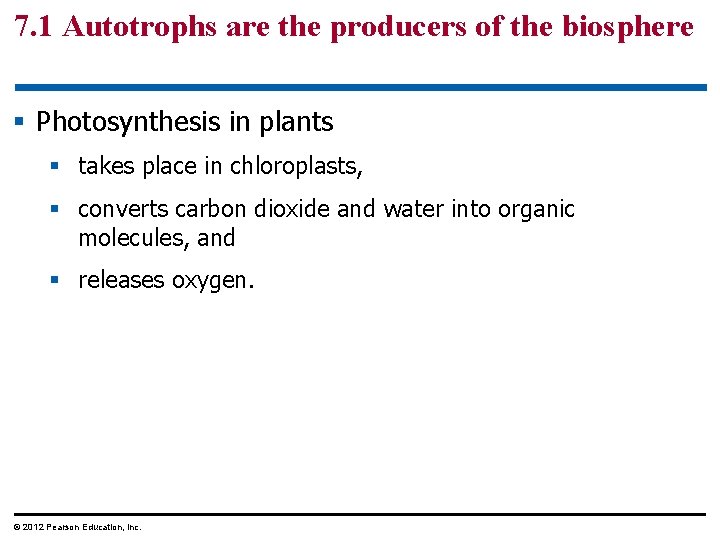 7. 1 Autotrophs are the producers of the biosphere § Photosynthesis in plants §