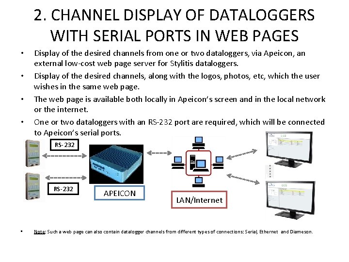 2. CHANNEL DISPLAY OF DATALOGGERS WITH SERIAL PORTS IN WEB PAGES • • Display