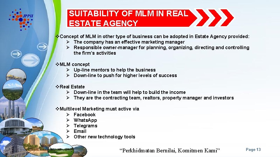 SUITABILITY OF MLM IN REAL ESTATE AGENCY v. Concept of MLM in other type