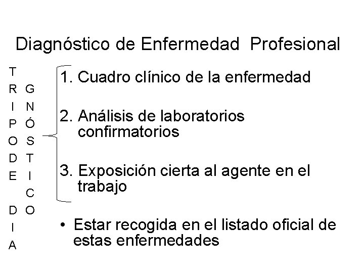 Diagnóstico de Enfermedad Profesional T R I P O D E D I A Diagnóstico de Enfermedad Profesional T R I P O D E D I A