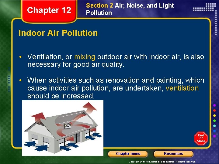 Chapter 12 Section 2 Air, Noise, and Light Pollution Indoor Air Pollution • Ventilation,