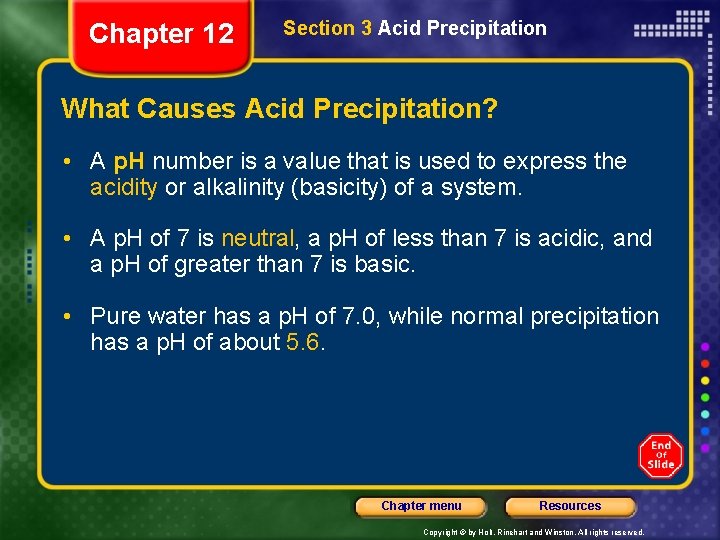 Chapter 12 Section 3 Acid Precipitation What Causes Acid Precipitation? • A p. H