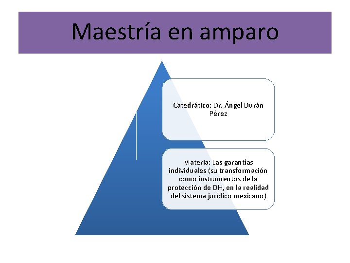 Maestría en amparo Catedrático: Dr. Ángel Durán Pérez Materia: Las garantías individuales (su transformación