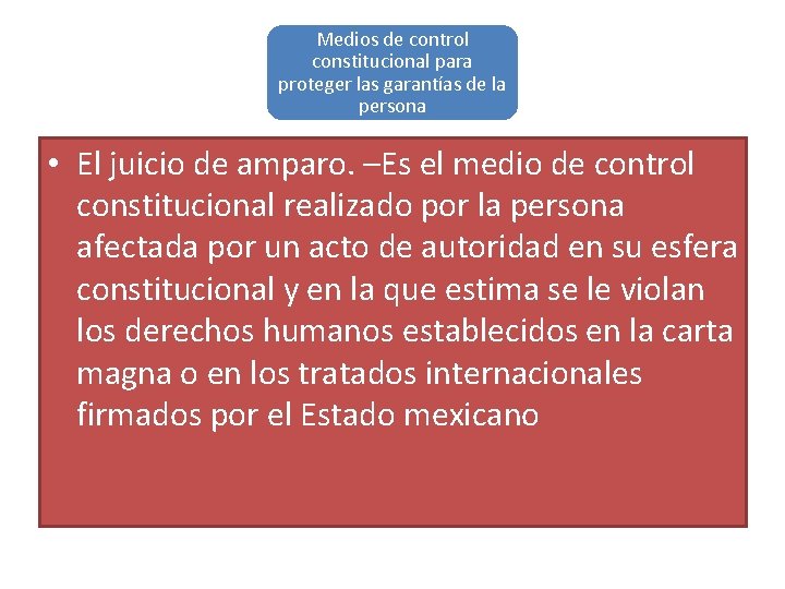 Medios de control constitucional para proteger las garantías de la persona • El juicio