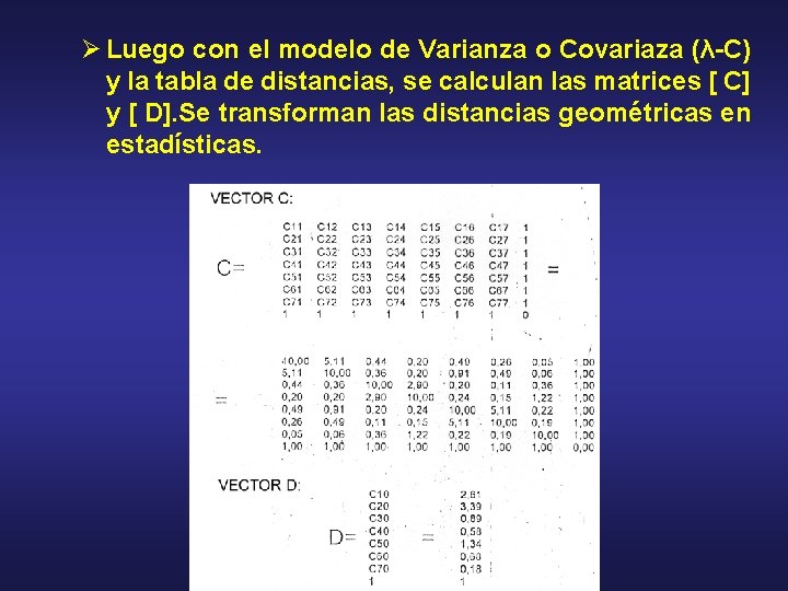 Ø Luego con el modelo de Varianza o Covariaza (λ-C) y la tabla de