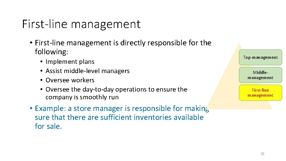 First-line management • First-line management is directly responsible for the following: • • Implement First-line management • First-line management is directly responsible for the following: • • Implement