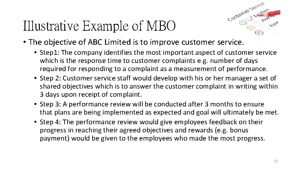 Illustrative Example of MBO • The objective of ABC Limited is to improve customer Illustrative Example of MBO • The objective of ABC Limited is to improve customer