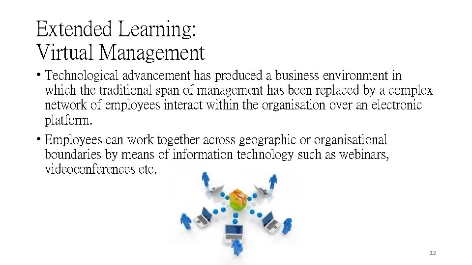 Extended Learning: Virtual Management • Technological advancement has produced a business environment in which Extended Learning: Virtual Management • Technological advancement has produced a business environment in which
