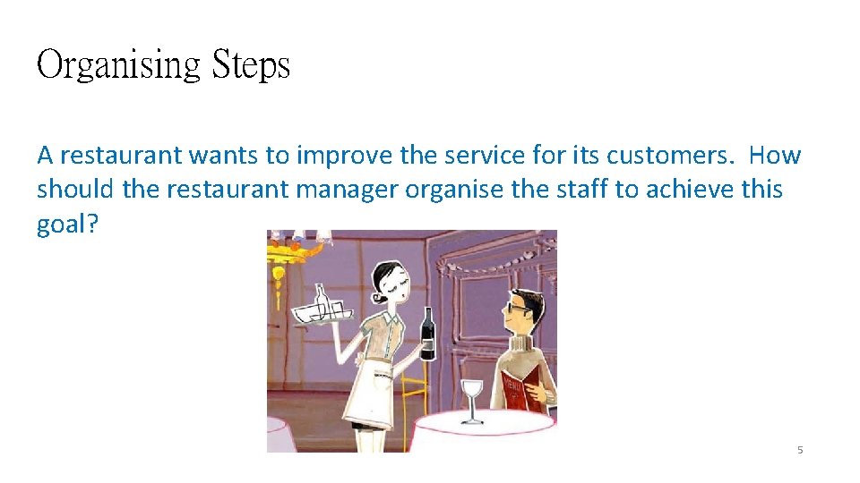 Organising Steps A restaurant wants to improve the service for its customers. How should Organising Steps A restaurant wants to improve the service for its customers. How should