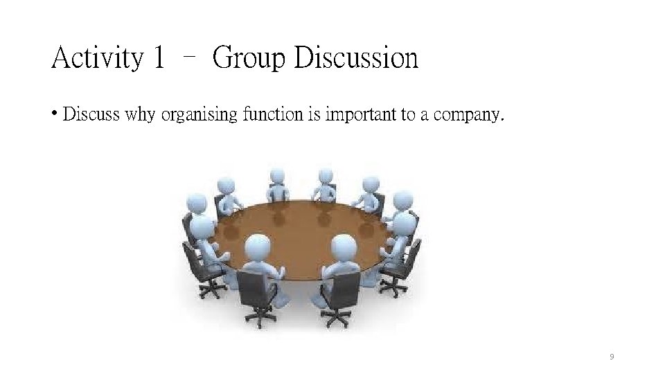 Activity 1 – Group Discussion • Discuss why organising function is important to a Activity 1 – Group Discussion • Discuss why organising function is important to a