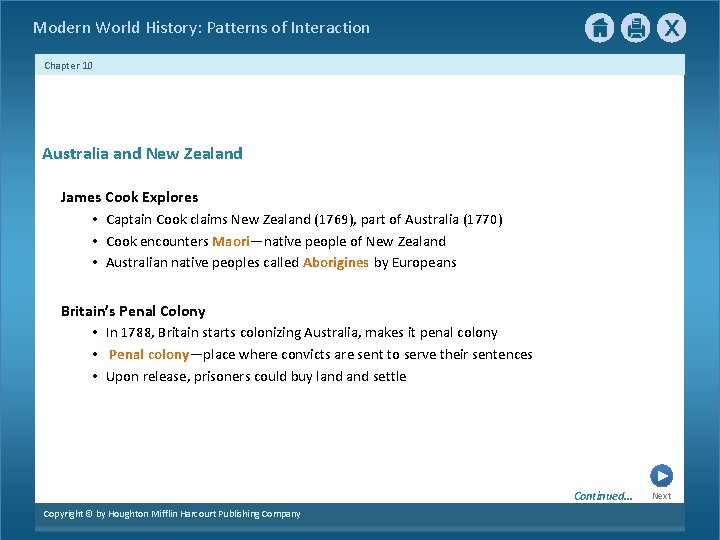 Modern World History: Patterns of Interaction Chapter 10 Australia and New Zealand James Cook