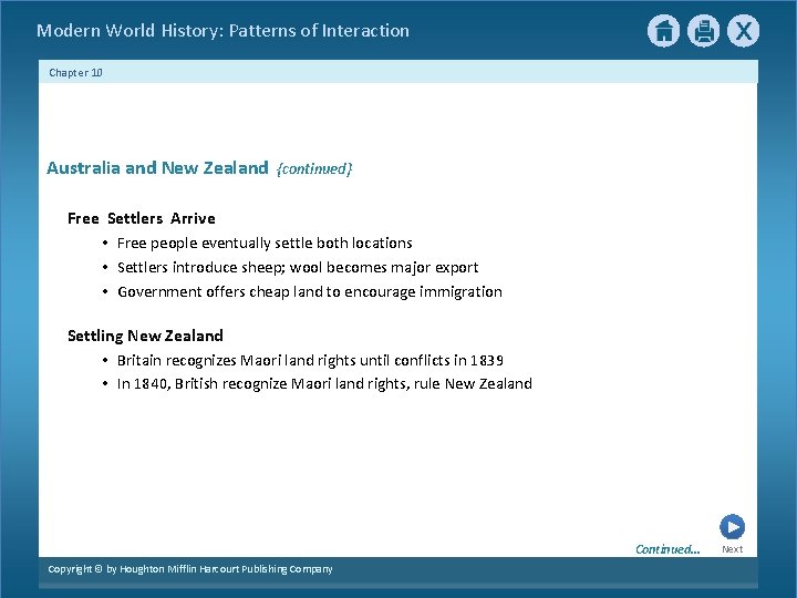 Modern World History: Patterns of Interaction Chapter 10 Australia and New Zealand {continued} Free