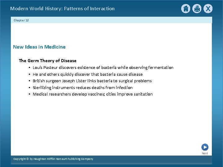 Modern World History: Patterns of Interaction Chapter 10 New Ideas in Medicine The Germ