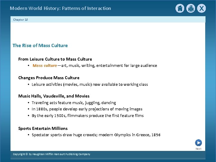 Modern World History: Patterns of Interaction Chapter 10 The Rise of Mass Culture From