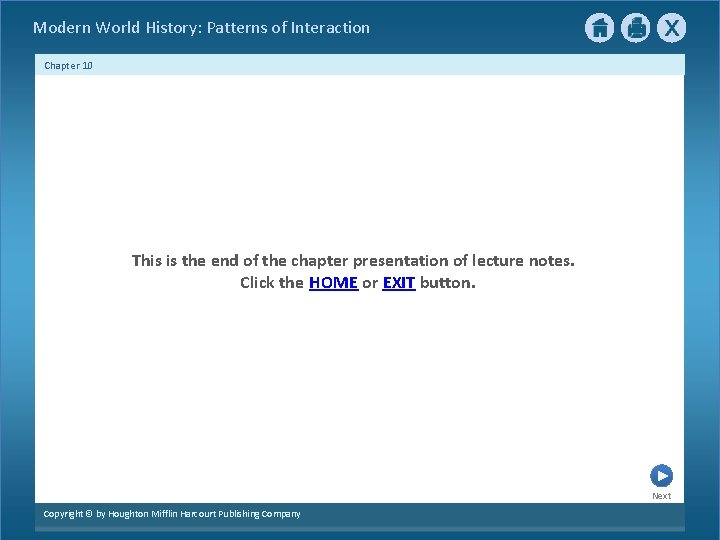 Modern World History: Patterns of Interaction Chapter 10 This is the end of the