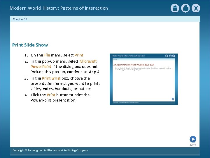 Modern World History: Patterns of Interaction Chapter 10 Print Slide Show 1. On the