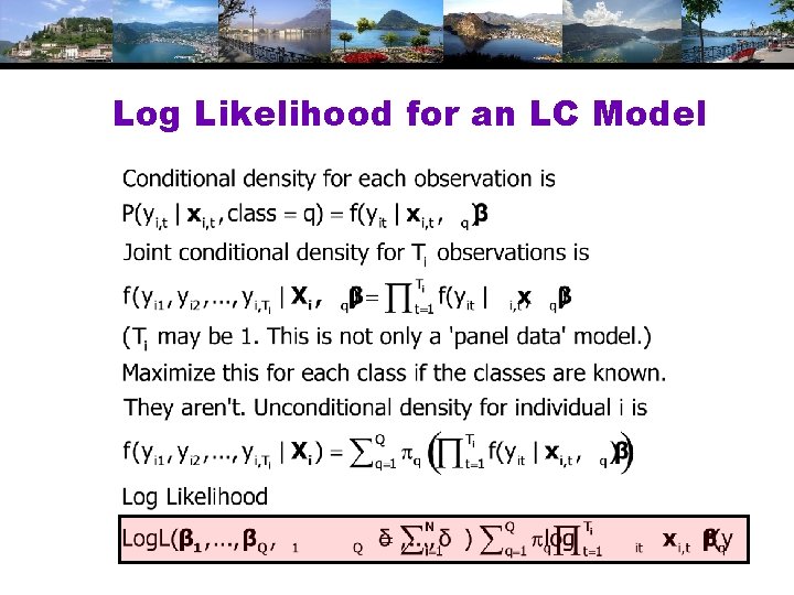 Log Likelihood for an LC Model 